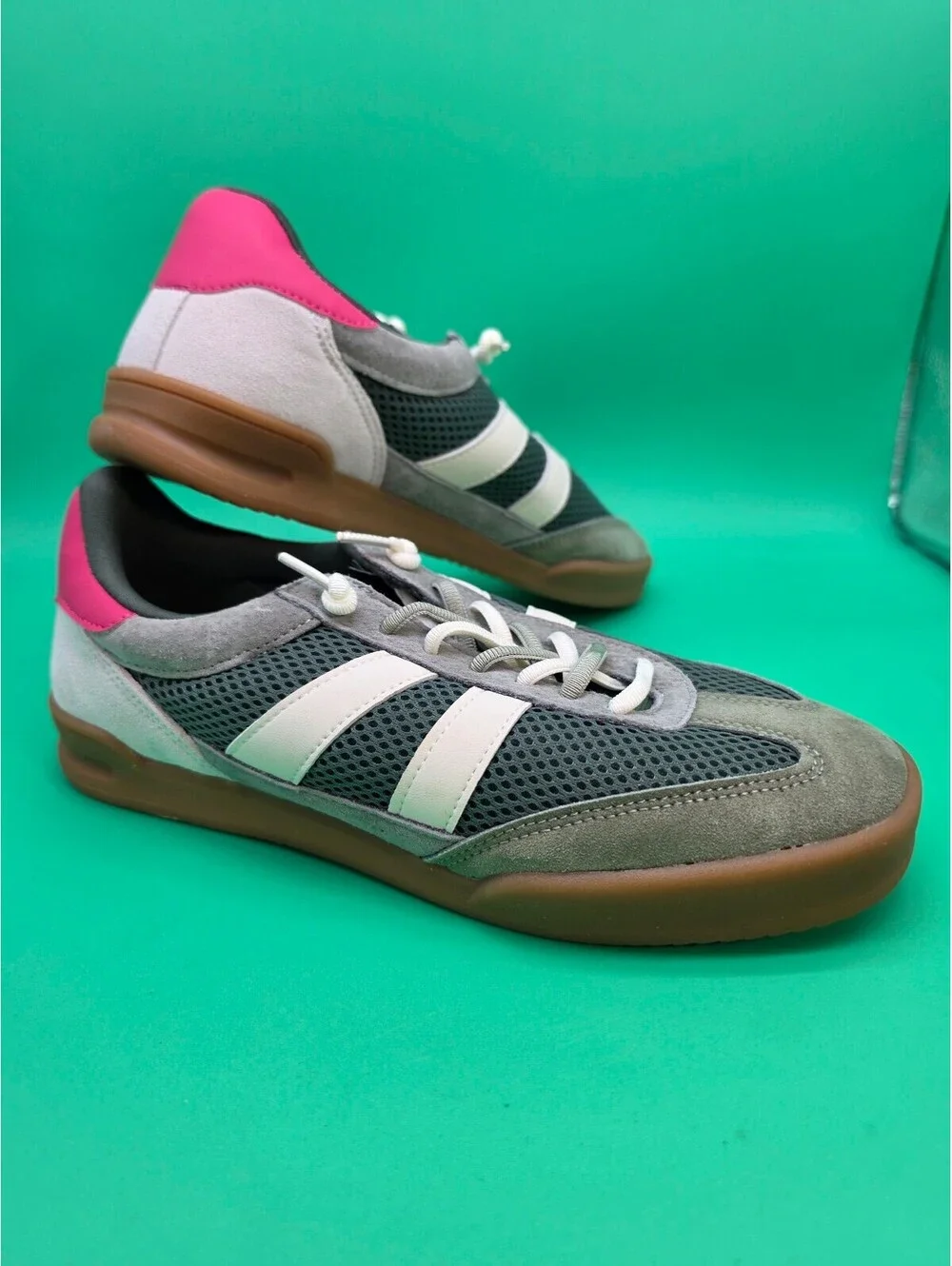 Project Cloud Men's Retro Gum Sole Sneakers Gray Green Mesh Size 9